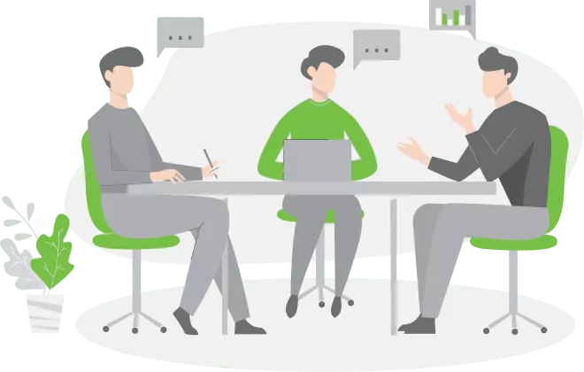 people talking at the desk illustration