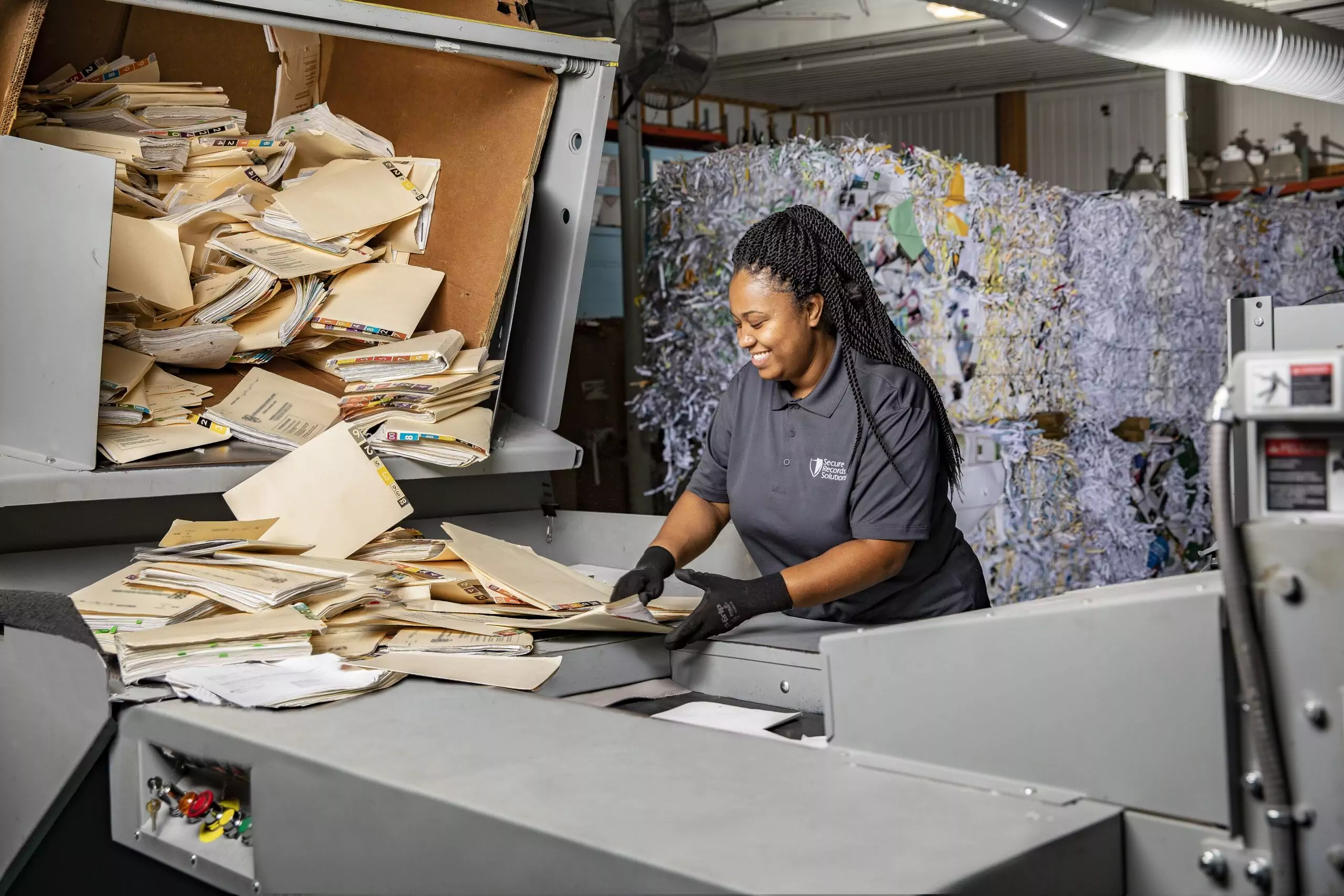 smiling shredding and destruction associate